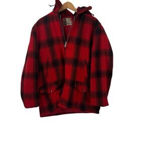 Vintage wool buffalo plaid heavy winter coat